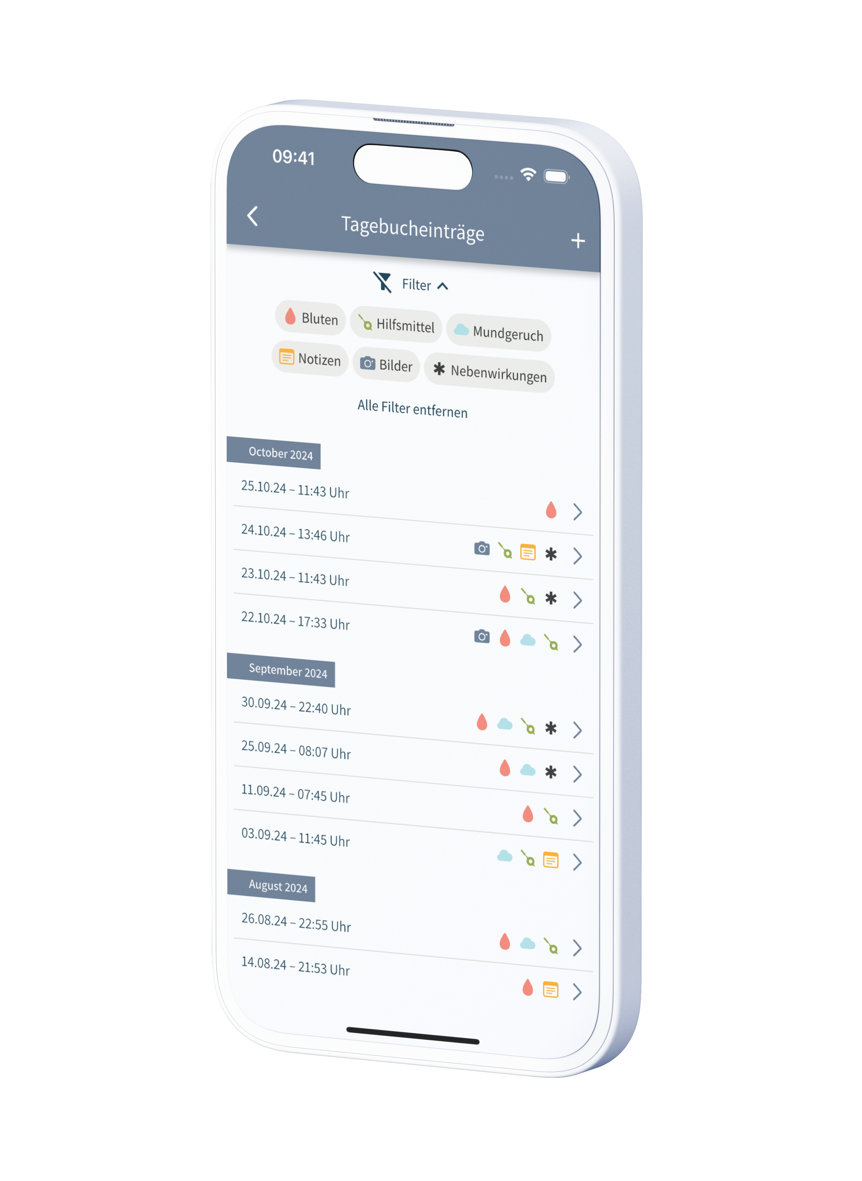 Patiententagebuch Interface